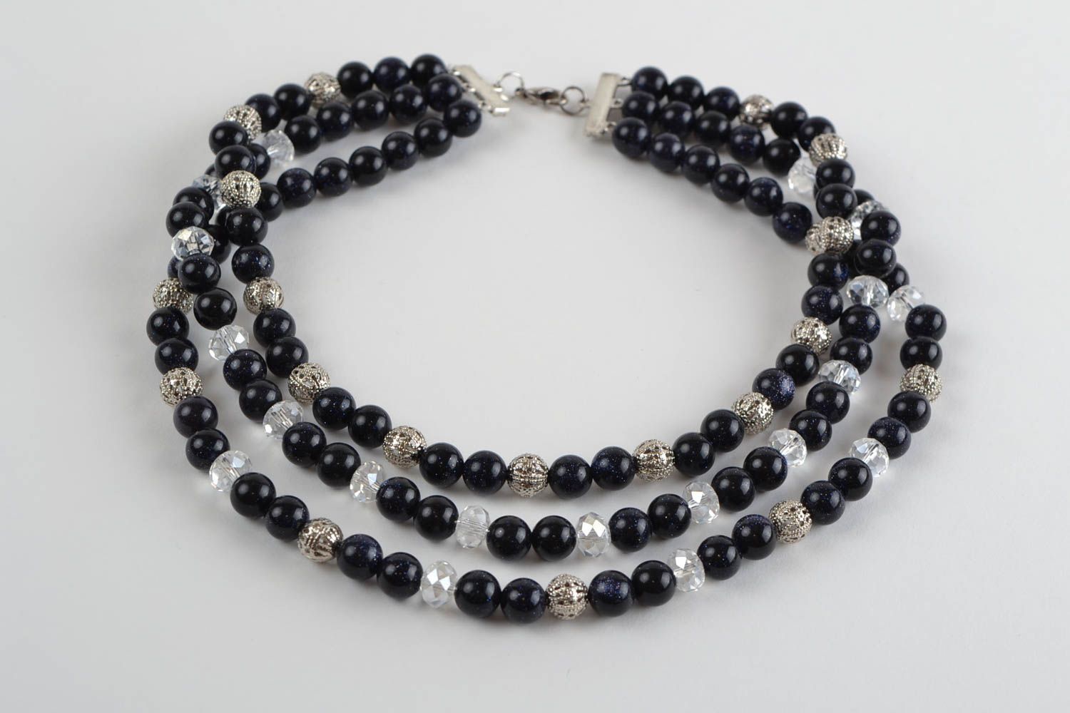 Handmade crystal bead and aventurine jewelry set earrings necklace and bracelet photo 3