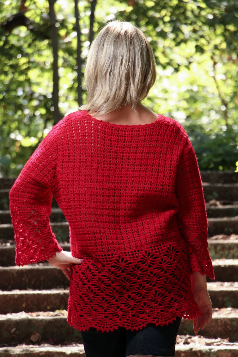 Tunique tricot acrylique rouge pour femme  photo 3