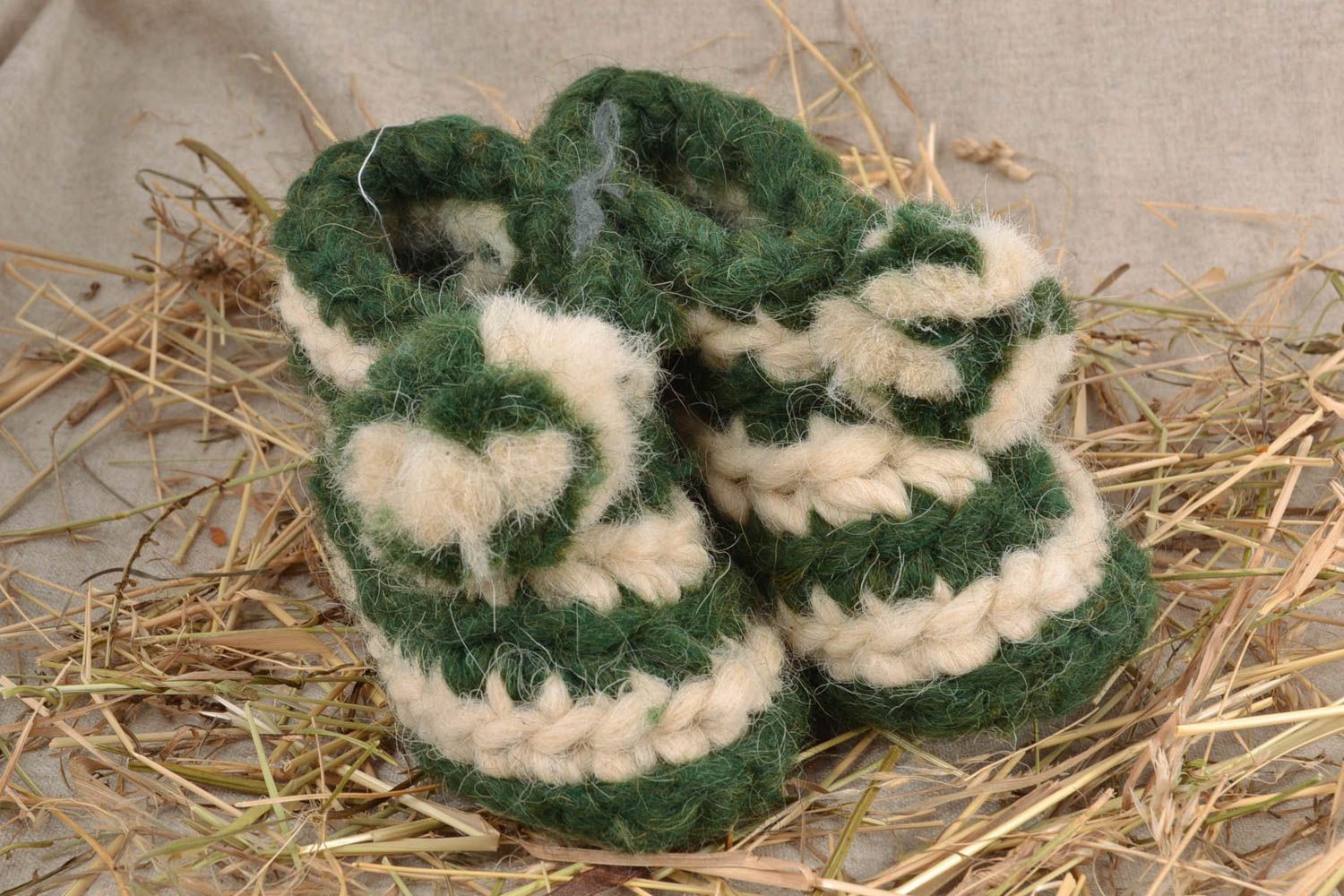 Pantuflas de lana rayadas para niños foto 1