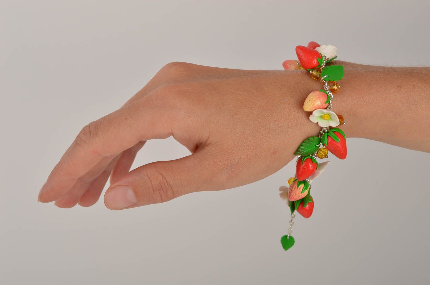 Bracelet chaîne Bijou fantaisie fait main breloques pâte polymère Cadeau femme photo 6