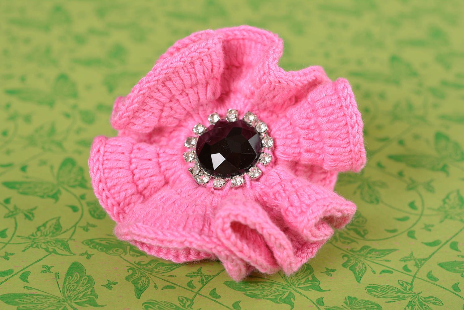 Резинка крючком украшение ручной работы аксессуар для волос розовый цветок фото 1