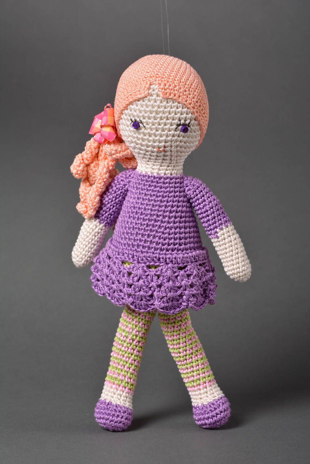 Grande poupée Jouet fait main tricoté en fils de coton au crochet Cadeau enfant photo 1