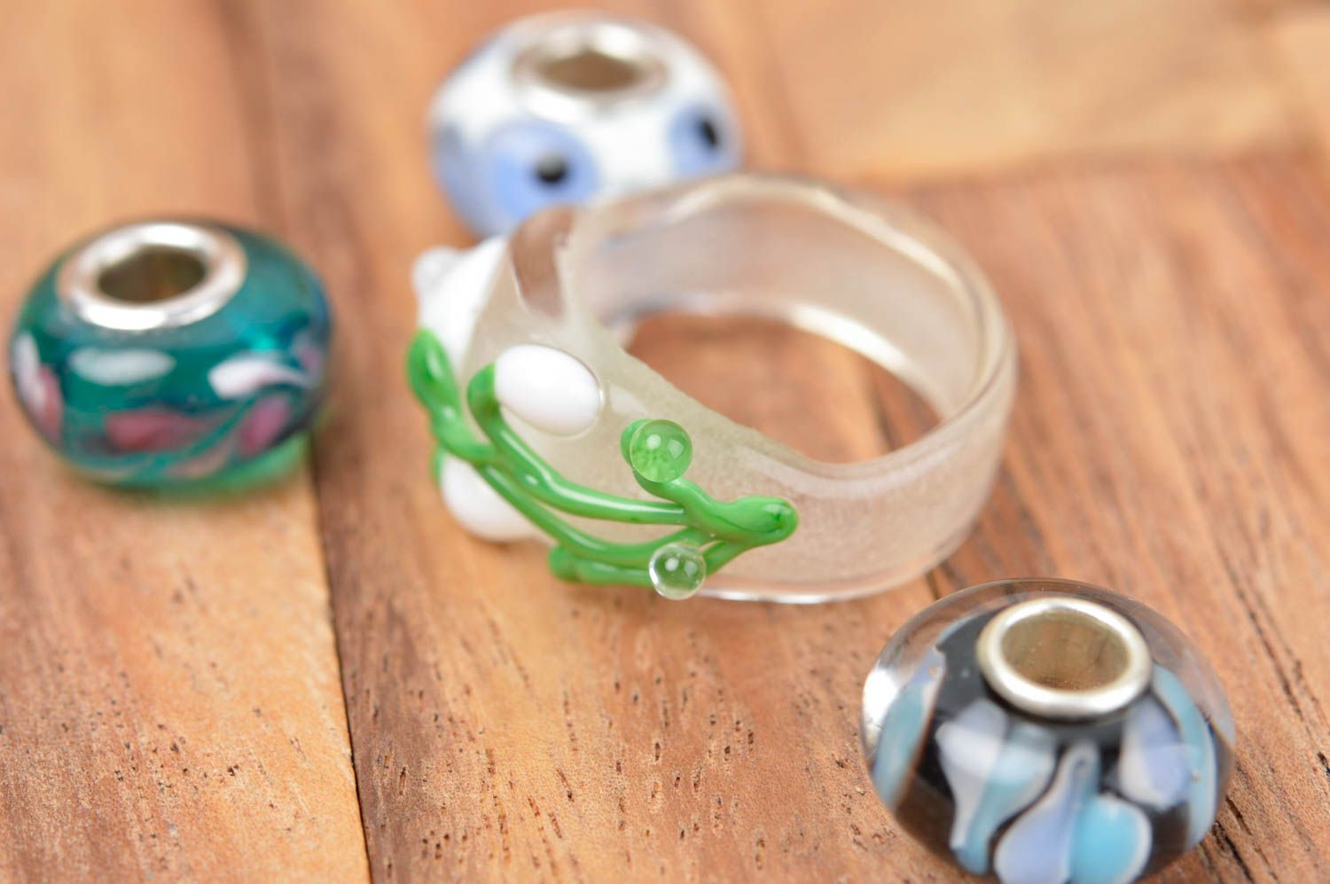 Glass jewelry big ring handmade seal ring unique rings designer accessories  photo 1