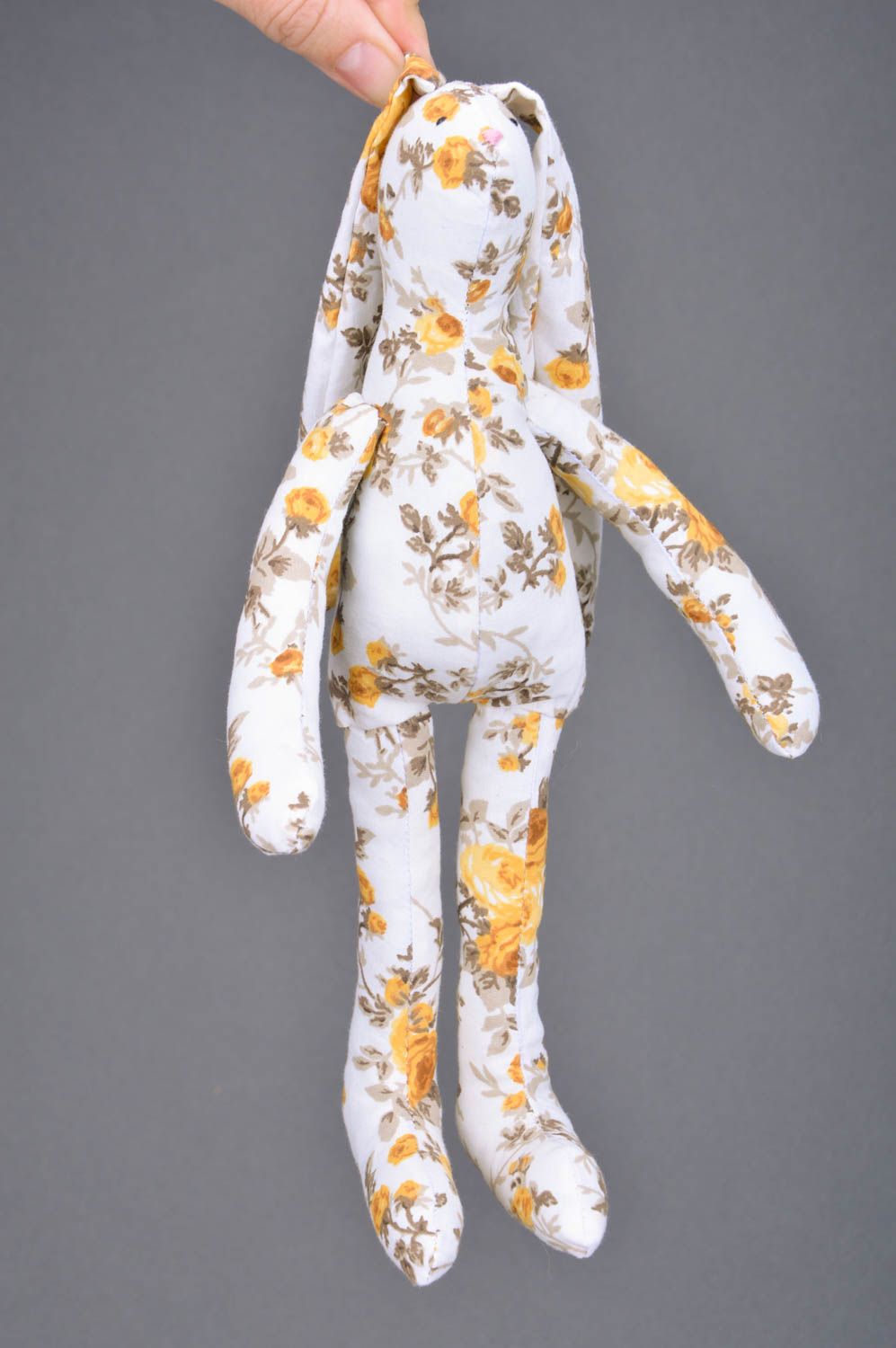 Jouet mou en tissu de coton fait main design original pour enfant Lapin floral photo 2