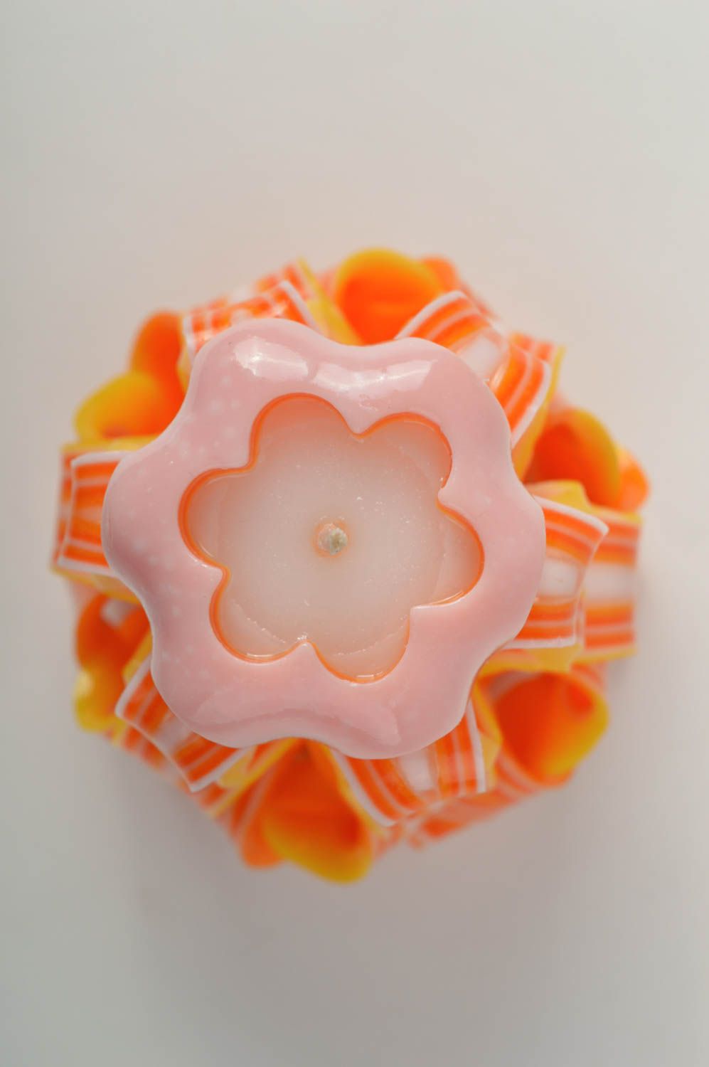 Vela hecha a mano color naranja decoración de casa vela de parafina original foto 5