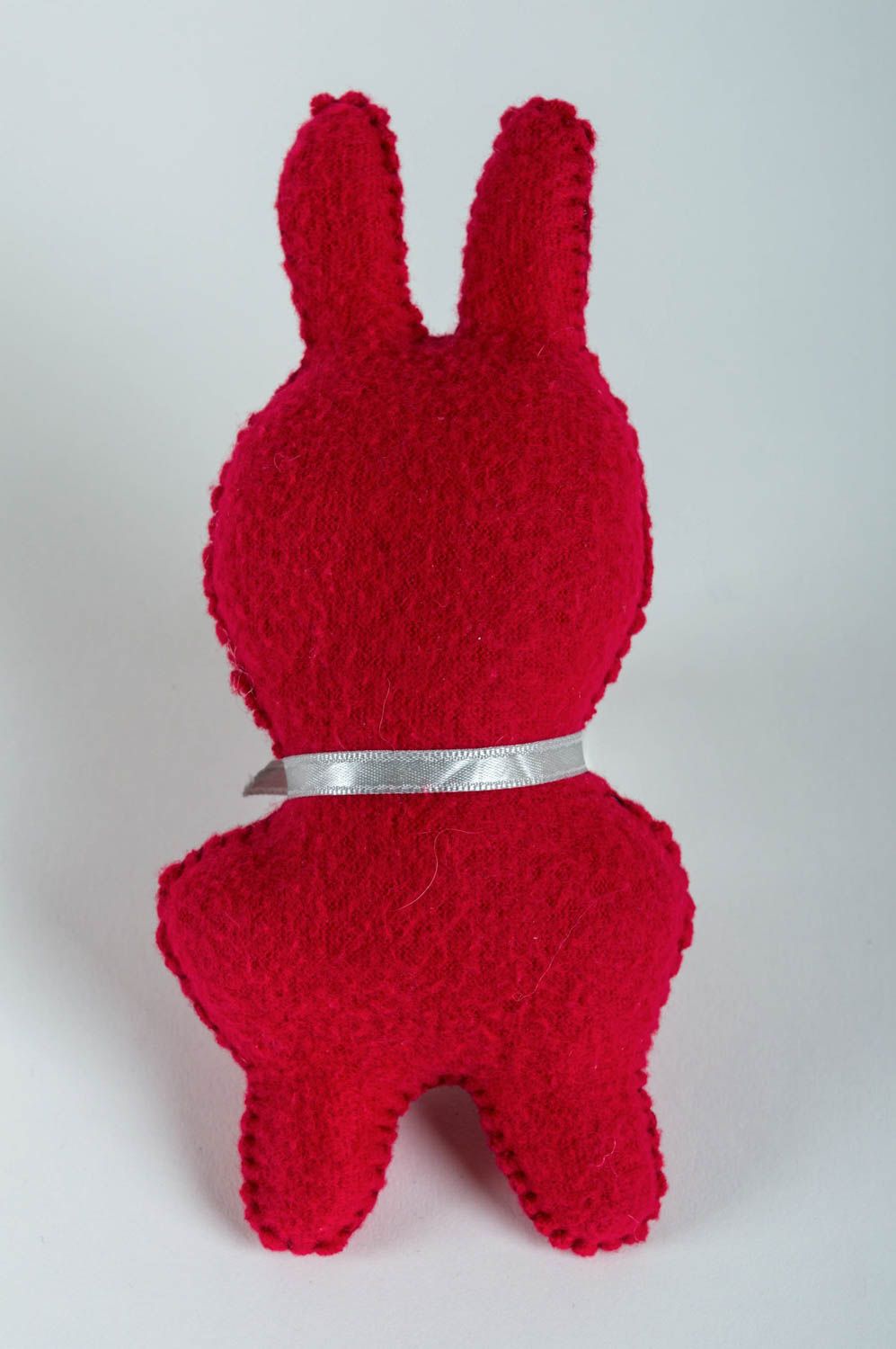 Künstlerisches Kuscheltier aus Stoff Hase in Rosa klein schön für Kind handmade foto 3