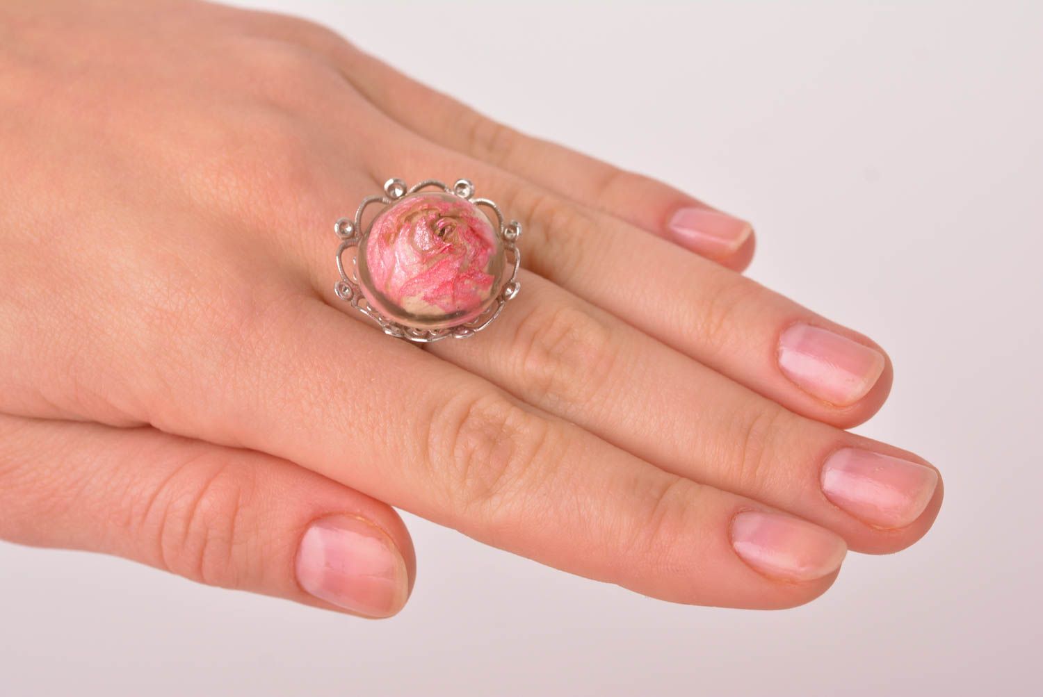 Кольцо ручной работы кольцо из эпоксидной смолы женское кольцо в стиле винтаж фото 4