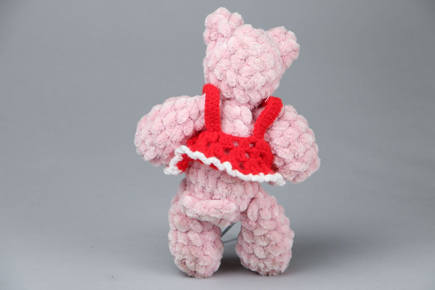Crocheted soft toy Pink Bear photo 3