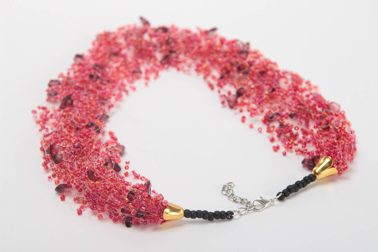 Collier perles rocaille fait main Bijou fantaisie Accessoire femme rose festif photo 4