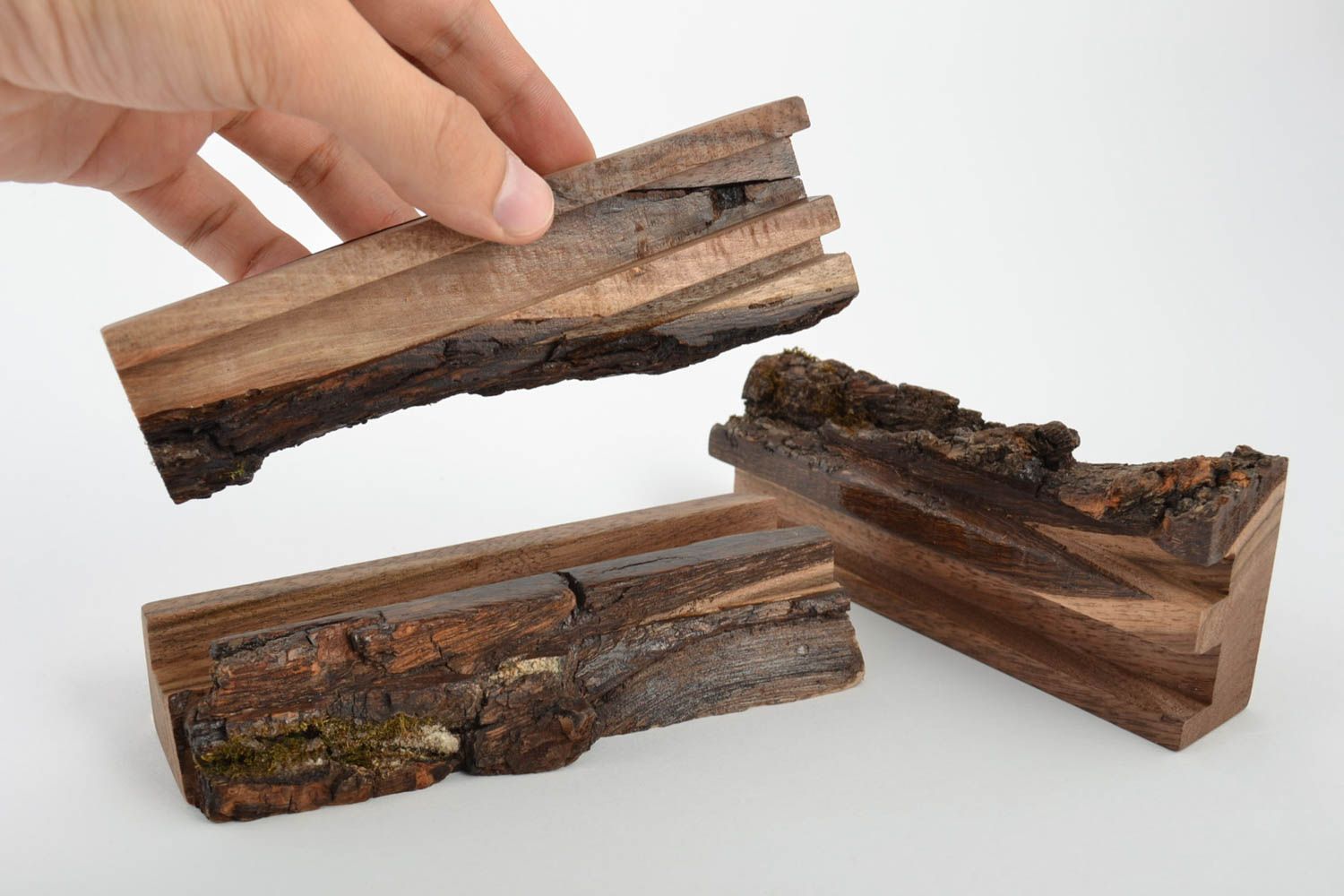 Supports pour tablette en bois faits main 3 pièces originales accessoires photo 5