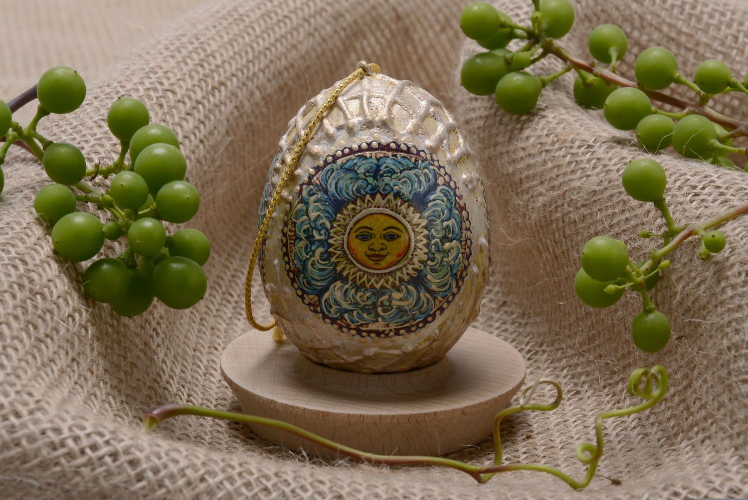 Pendente d'arredo fatto a mano a forma di uovo originale decorazioni di casa
 foto 5