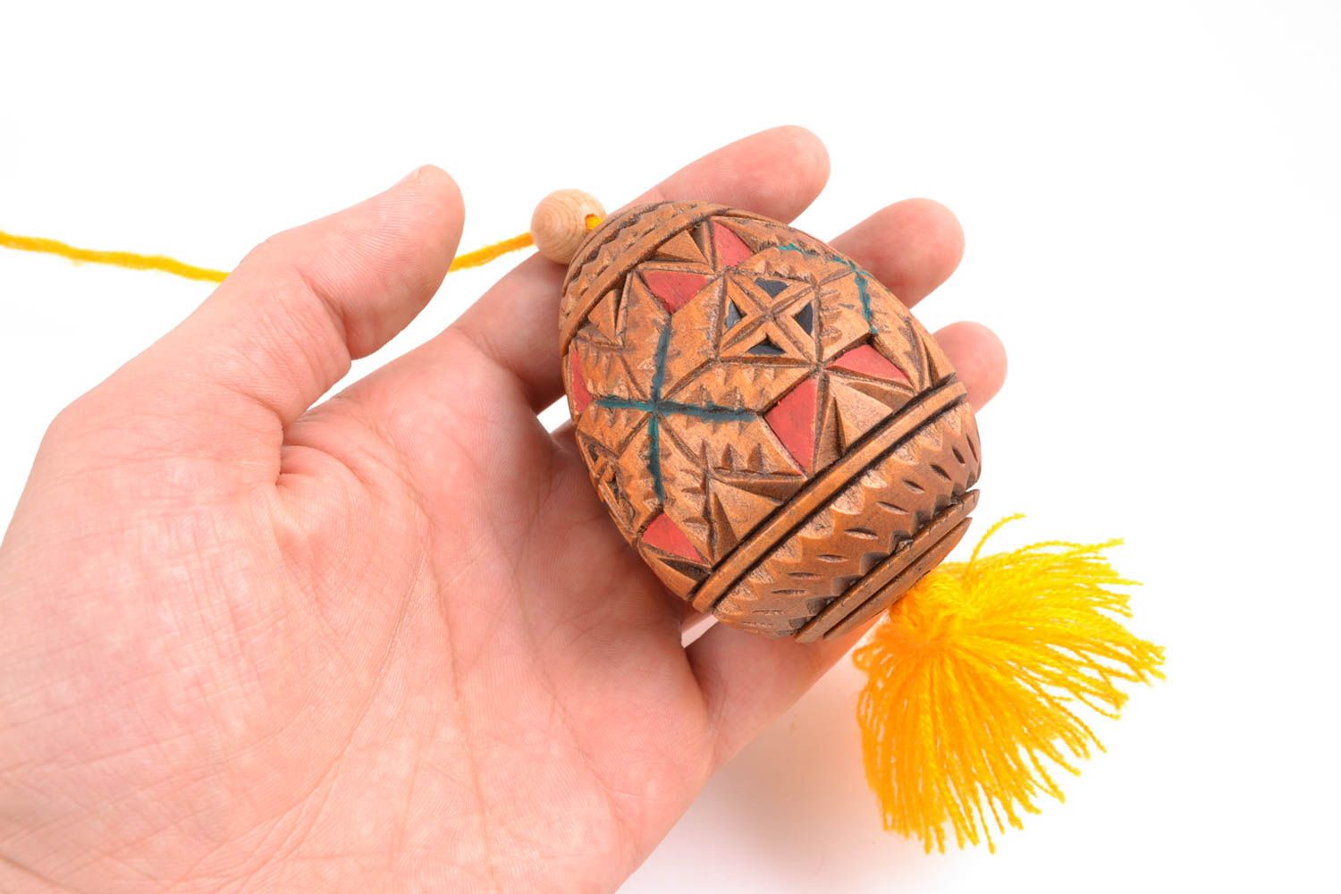 Huevo artesanal original y tallado elemento decorativo regalo para Pascua foto 2