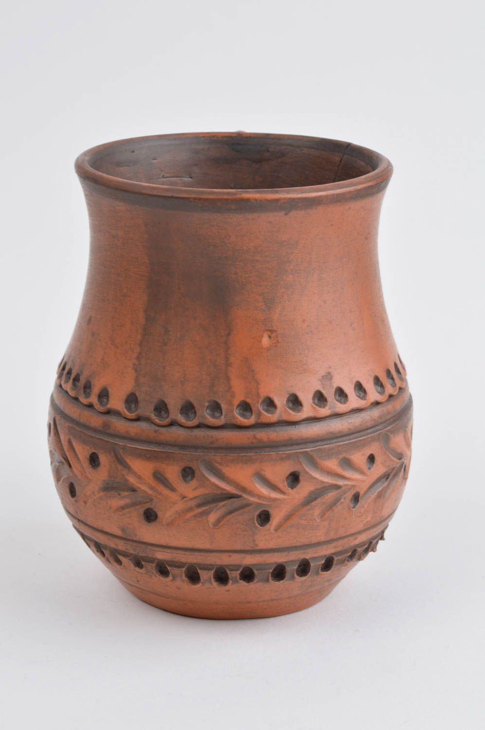 Keramik Tasse handmade braune Tasse aus Ton Designer Geschirr 250 ml für Zuhause foto 3