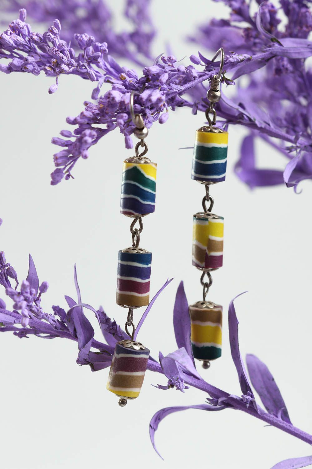 Bright handmade plastic earrings beaded earrings costume jewelry gifts for her photo 1