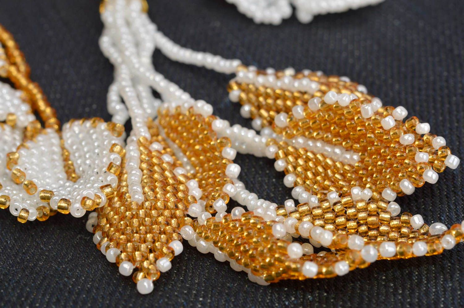 Unusual handmade jewelry set beaded brooch jewelry beaded lariat necklace photo 2