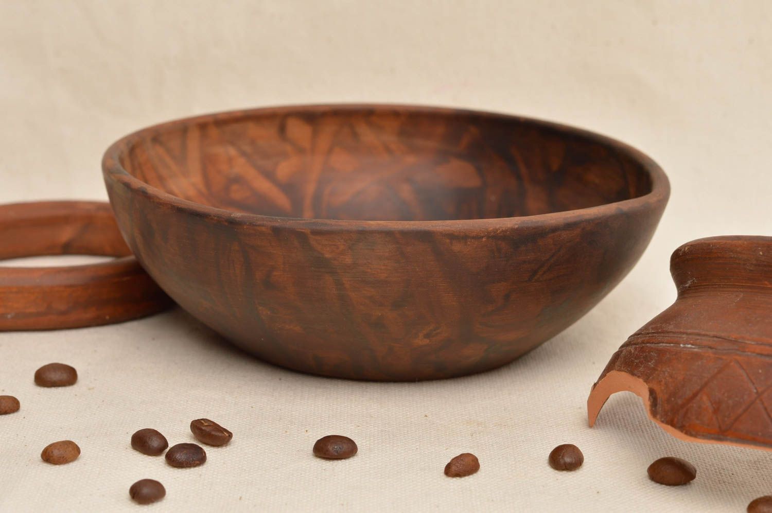 Глиняная миска глубокая для первых блюд керамическая посуда ручной работы фото 1