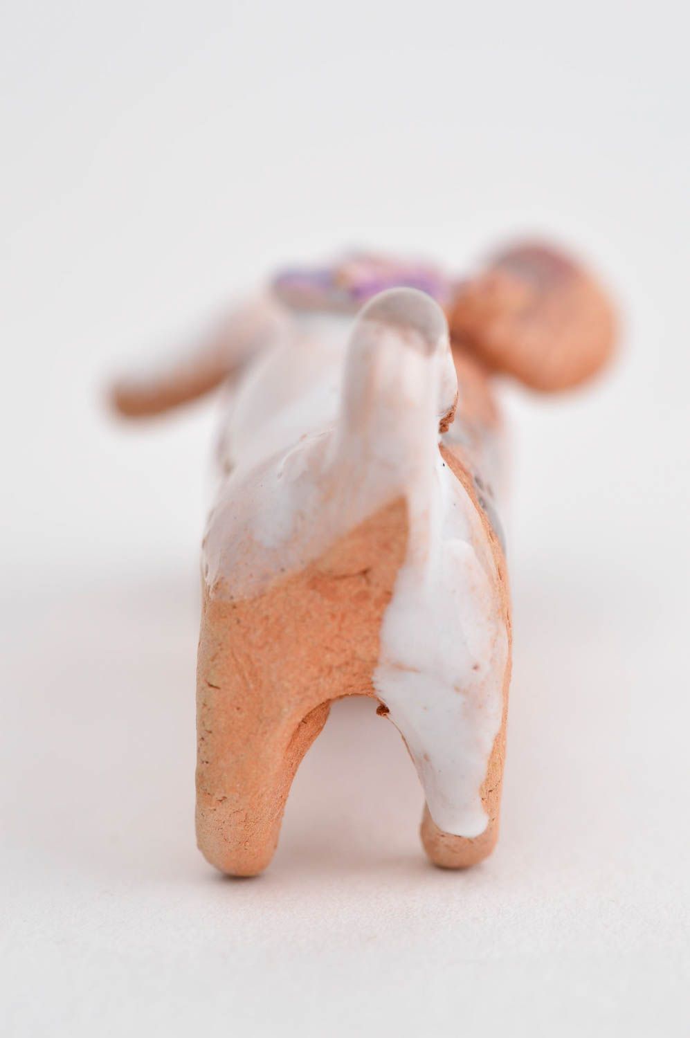Figurine chien Statuette miniature fait main argile peinte glaçure Déco maison photo 10