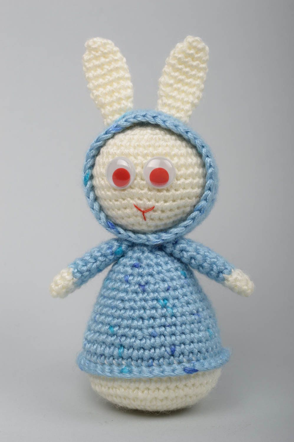 Peluche lapin Doudou fait main tricoté au crochet en coton Cadeau enfant photo 1