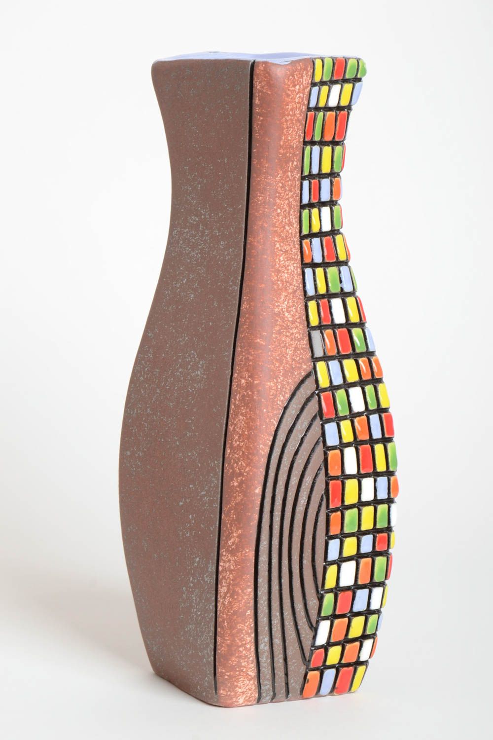Jarrón decorativo hecho a mano de barro florero de cerámica regalo para mujer foto 2