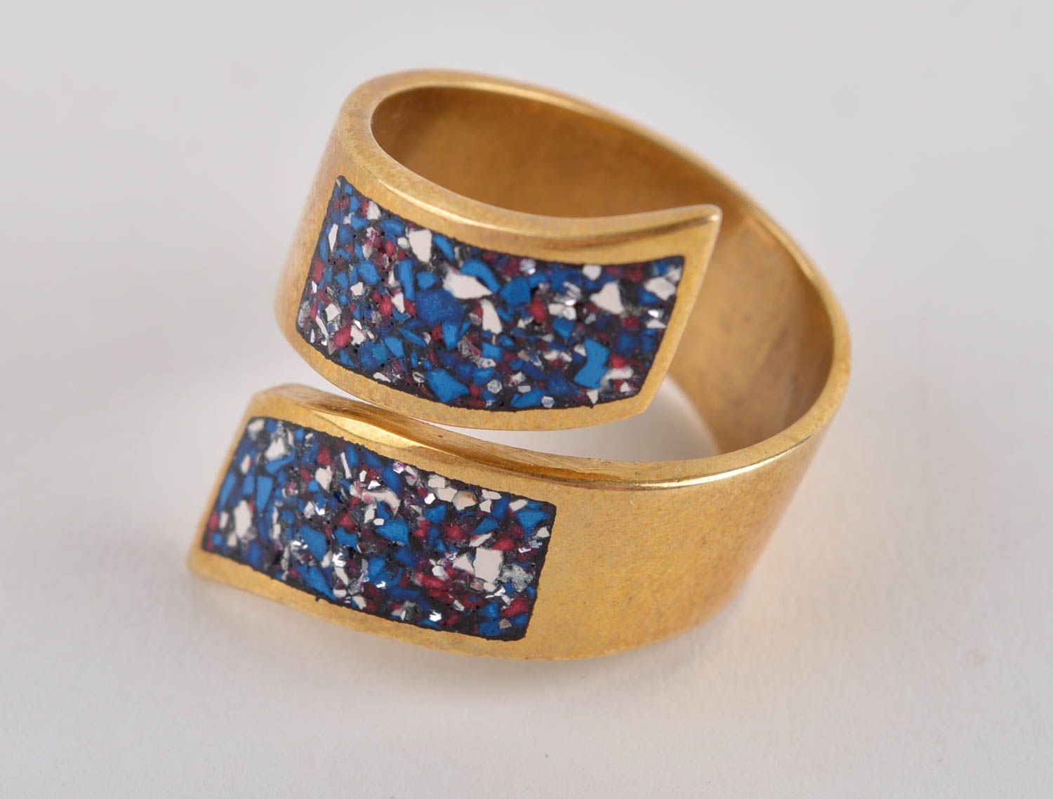 Модное кольцо украшение ручной работы украшение из латуни и натуральных камней фото 2