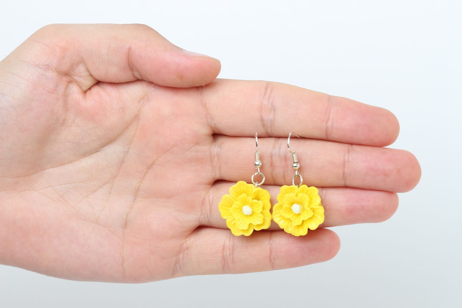 Handmade flower earrings bright yellow earrings cute designer jewelry photo 5