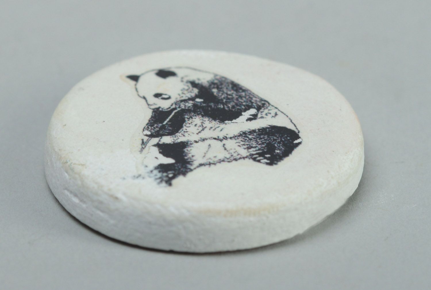 Magnet de frigo en pâte polymère rond avec Panda photo 4