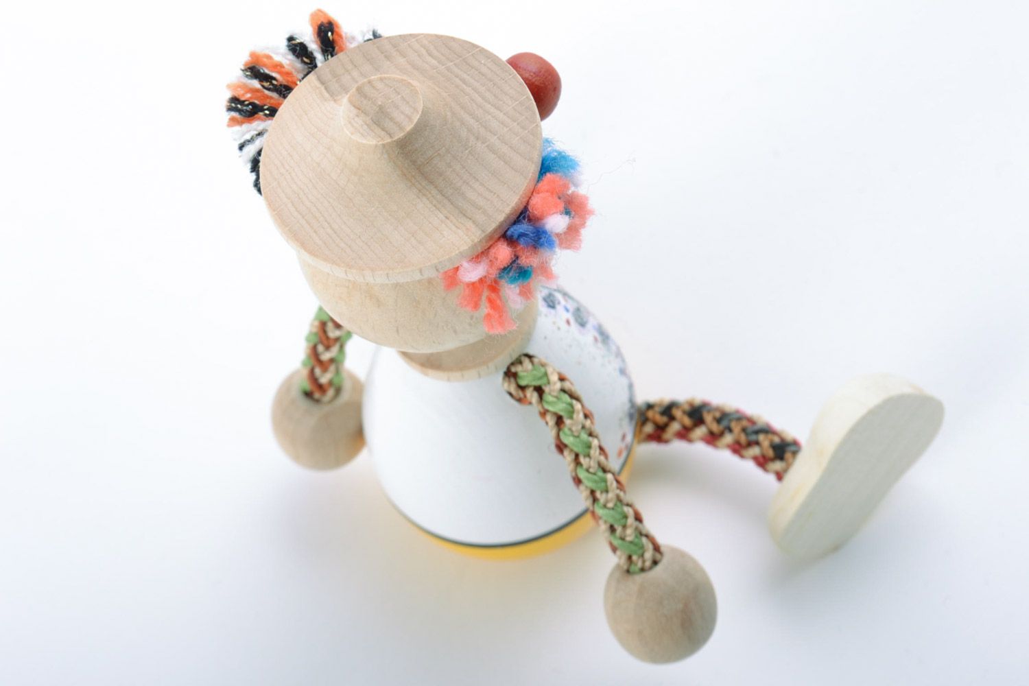 Деревянная игрушка клоун в шляпке авторская ручной работы детская оригинальная фото 5