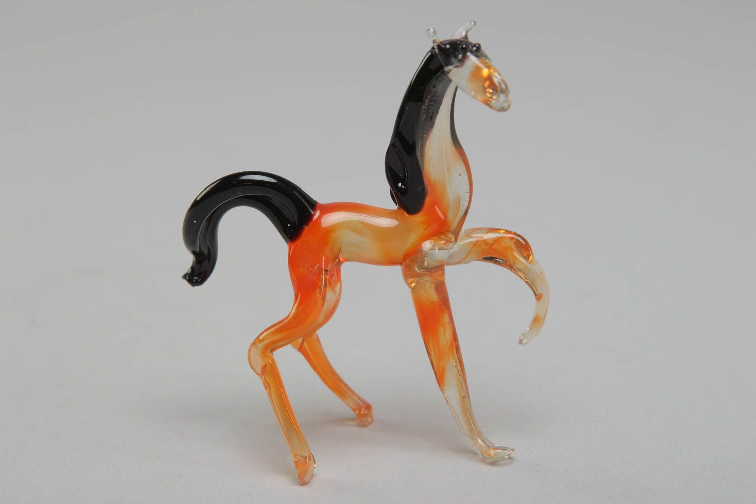 Petite figurine en verre au chalumeau cheval faite main originale décorative photo 1