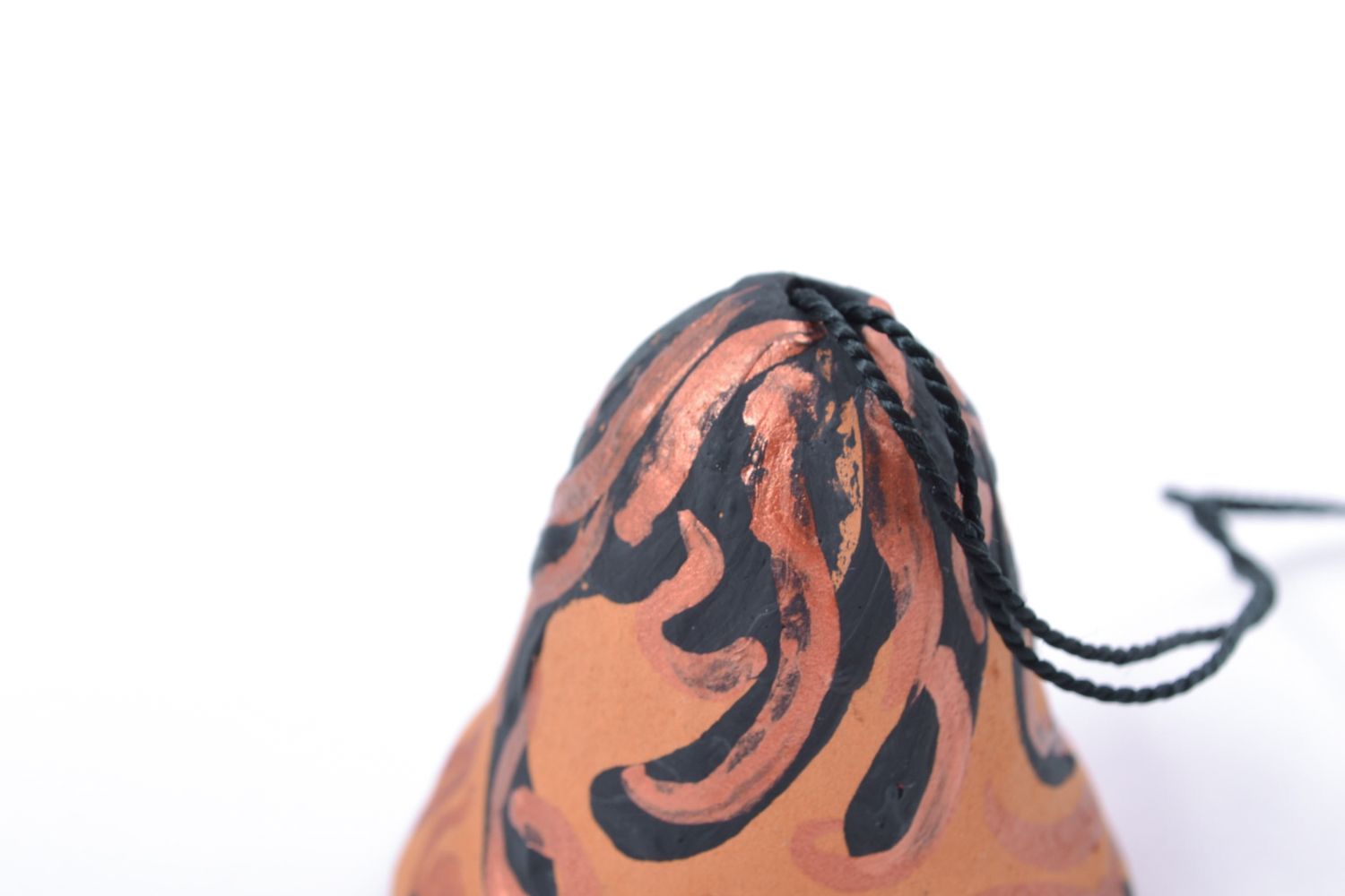 Petite cloche en terre cuite originale à motif couleurs acryliques faite main photo 5