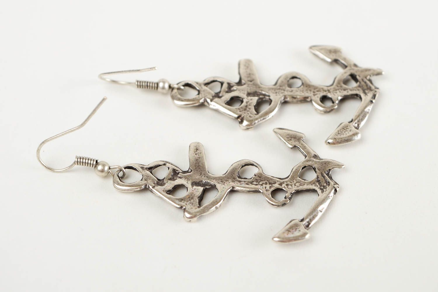Long metal earrings anchor hand crafted woman accessories fashion designer photo 5