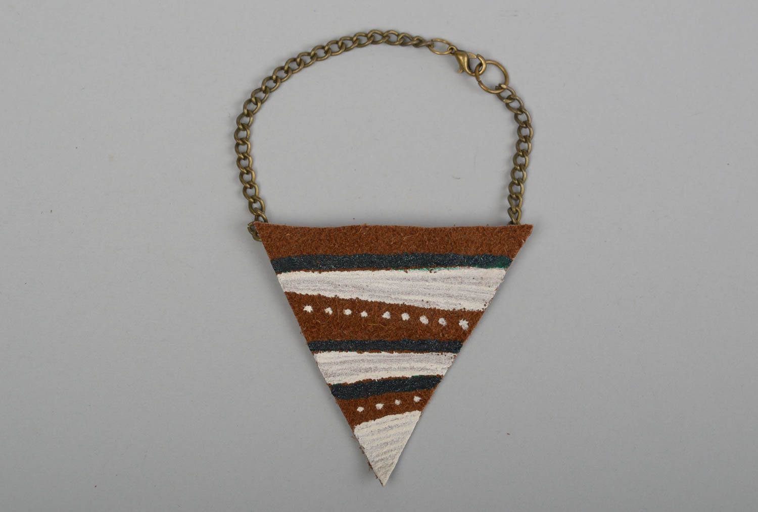 Кожаный браслет ручной работы браслет на руку украшение из кожи Треугольник фото 5