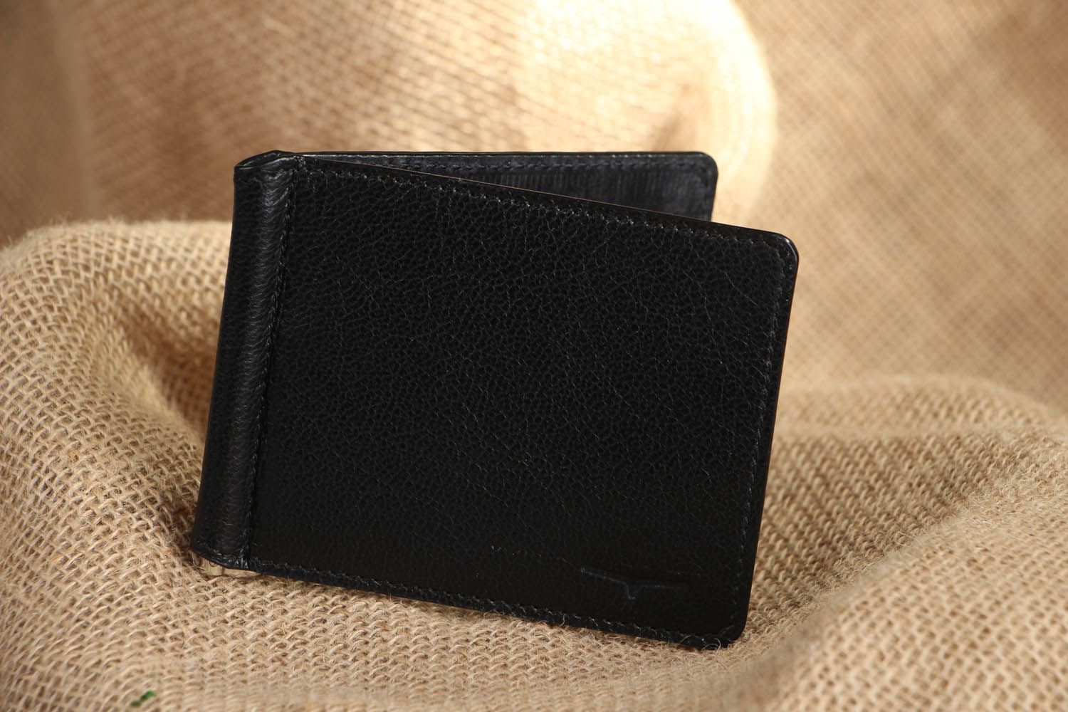Black natural leather wallet  photo 5