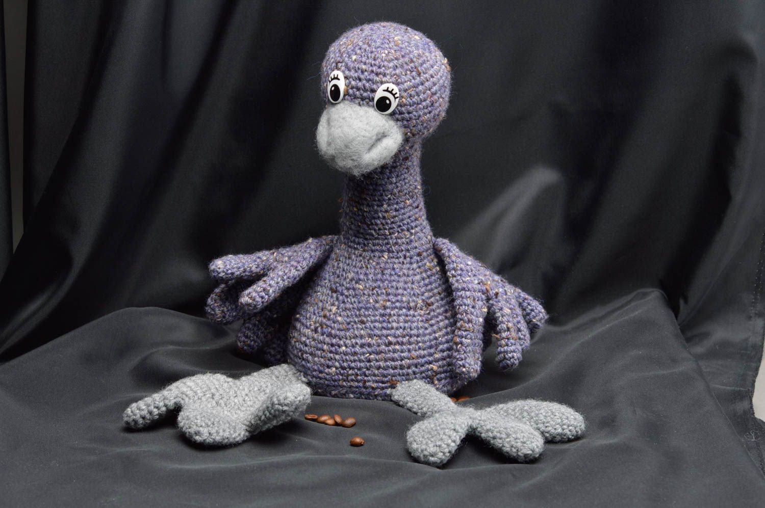 Jouet tricoté au crochet gros oiseau gris fait main décoratif pour enfant photo 1