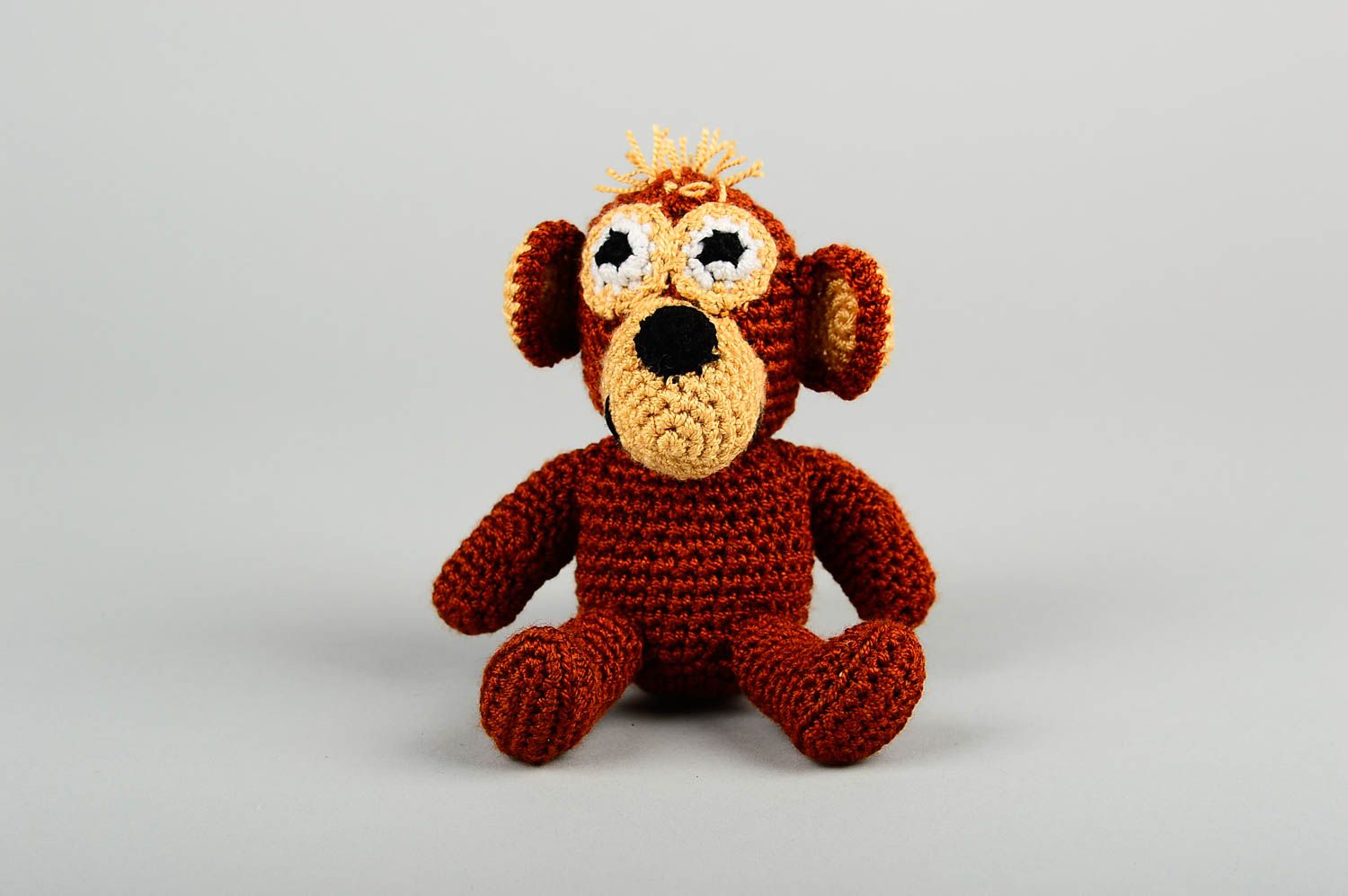 Jouet singe Peluche faite main tricot en coton au crochet Cadeau enfant photo 1