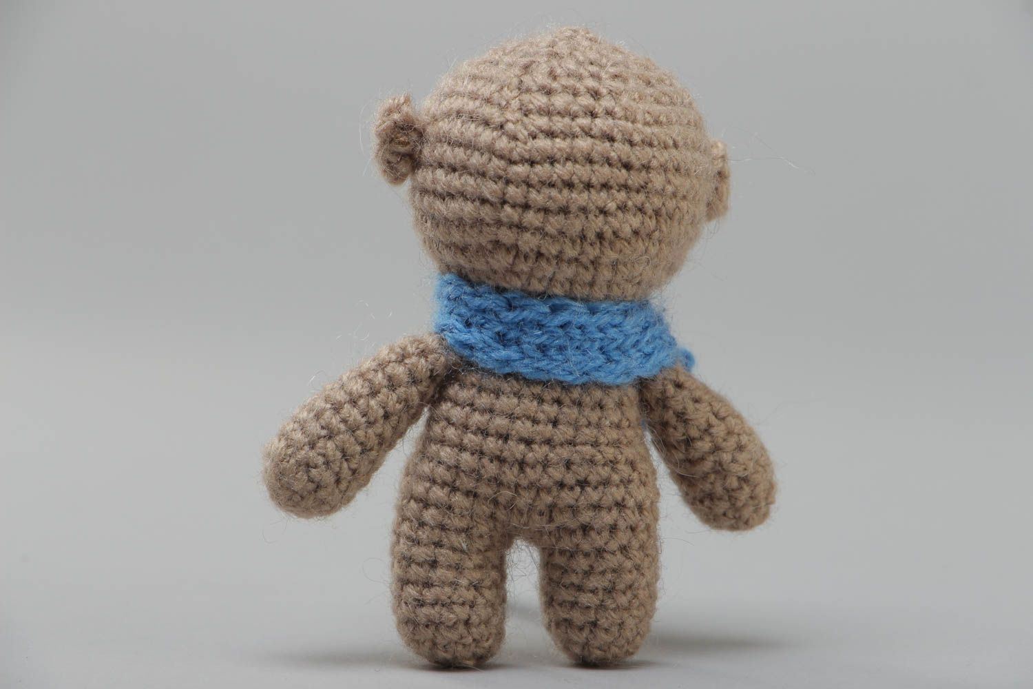 Small handmade soft toy bear cub crochet of acrylic threads photo 4
