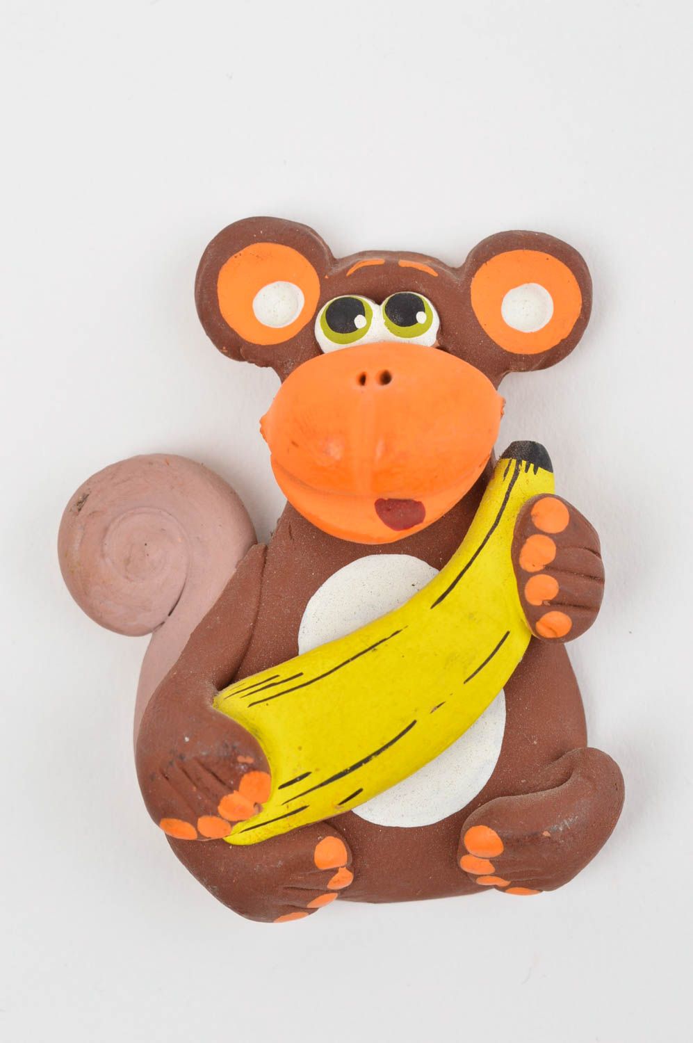 Magnet singe brun avec banane peint original amusant fait main pour frigo  photo 2