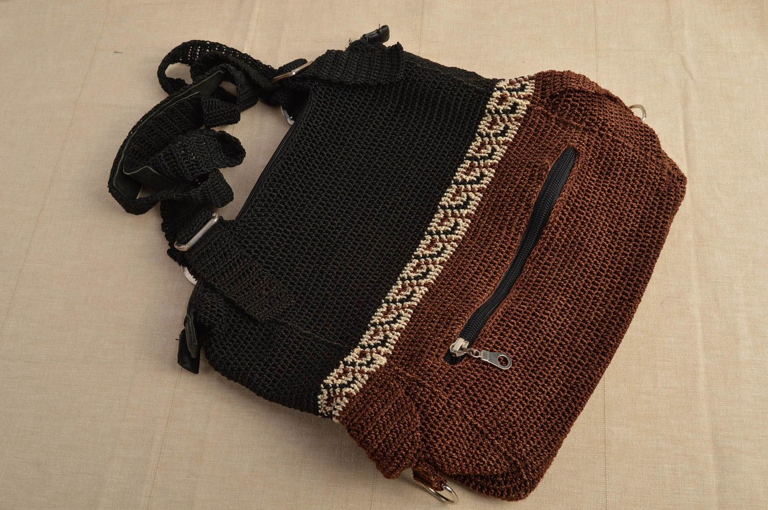 Handmade handbag beautiful crocheted bag stylish woman bag ladies purse  photo 1
