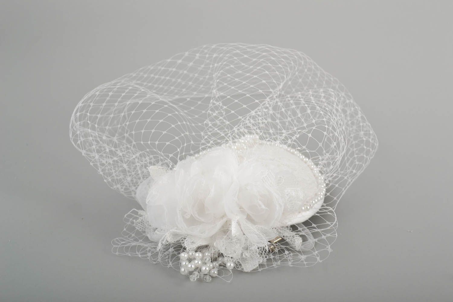 Handmade Blumen Haarspange Haarschmuck Blüten Accessoire für Hochzeit weiß foto 4