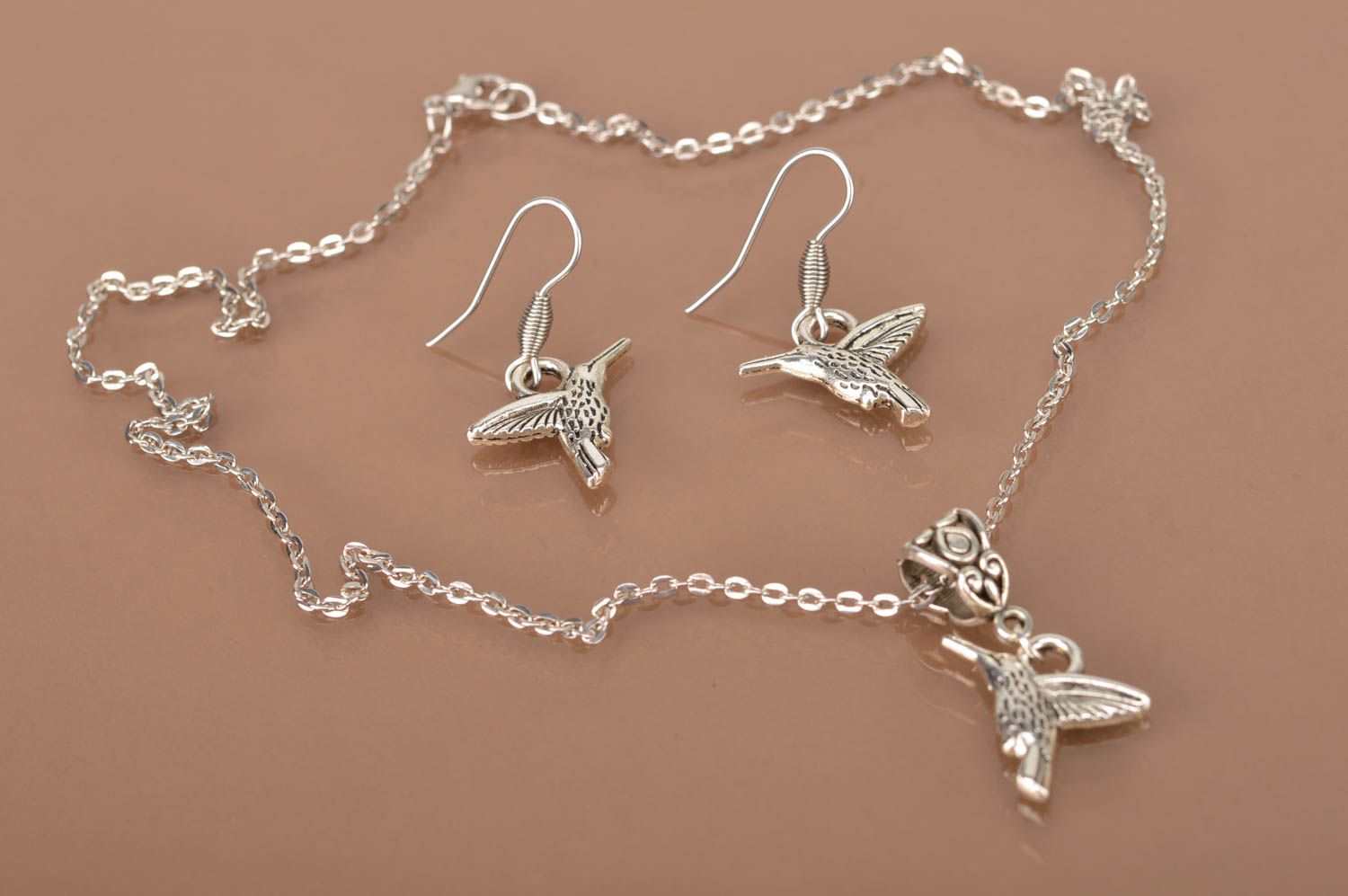 Handmade  jewelry metal jewelry set pendant necklace dangling earrings photo 2