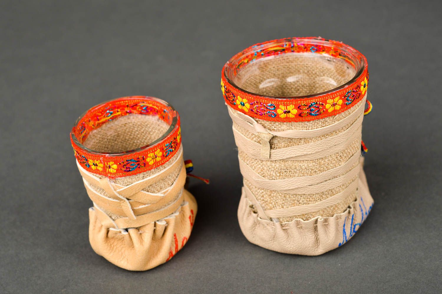 Pots à crayons design faits main ronds originaux Accessoires bureau 2 pièces photo 5