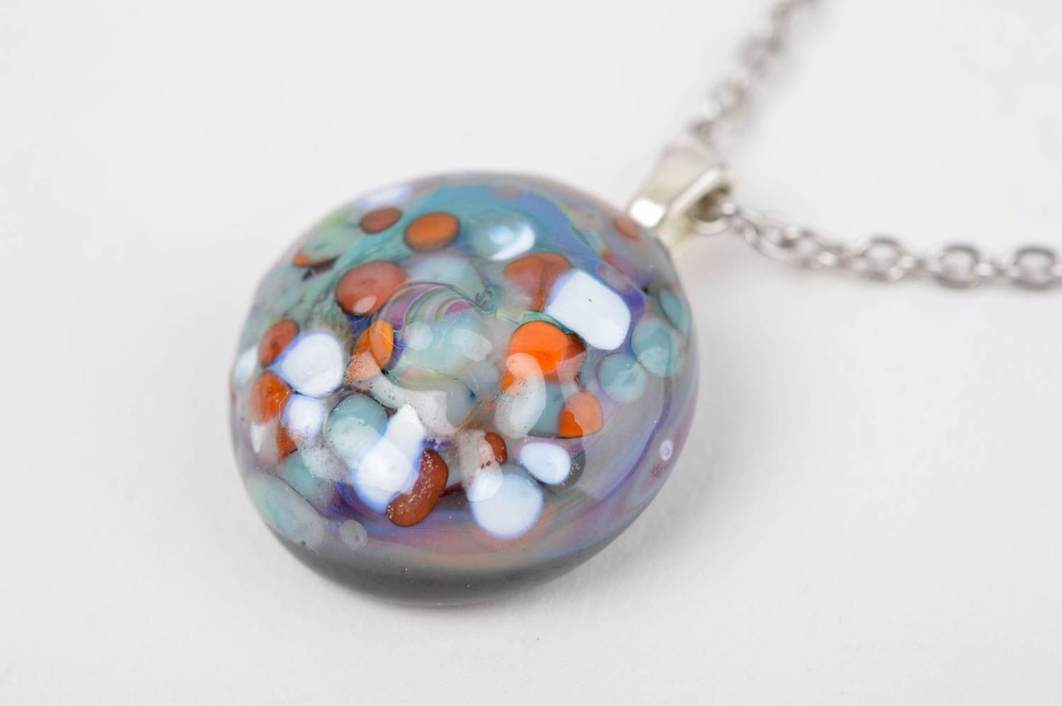 Stylish handmade glass pendant glass art unusual neck accessories for girls photo 2