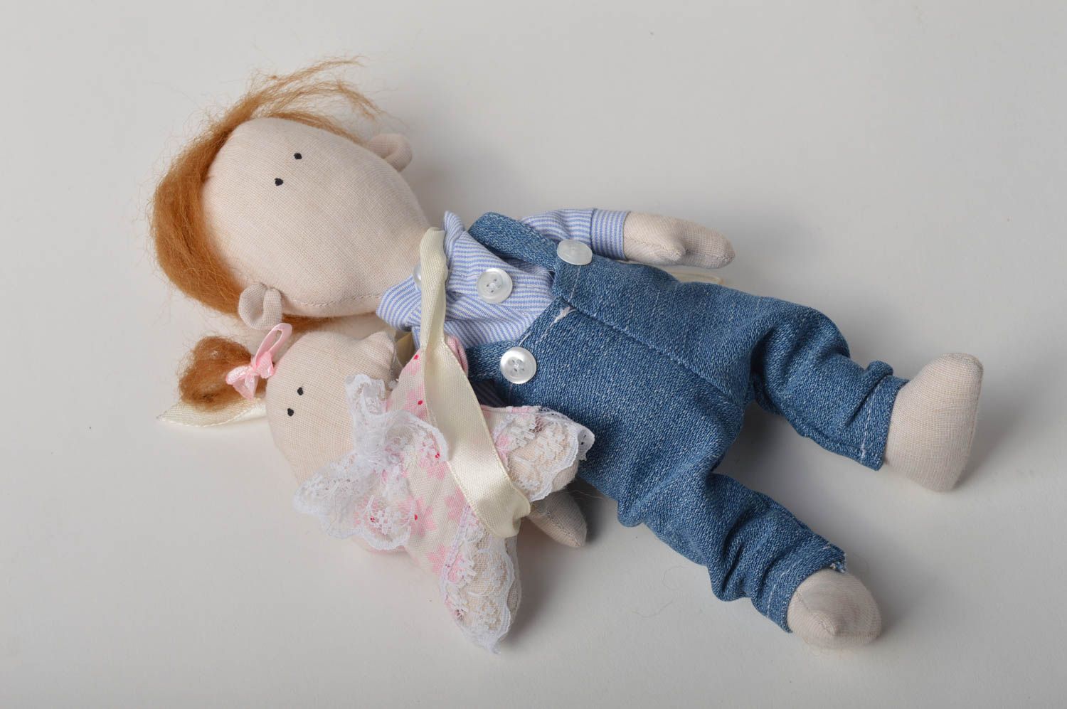 Куклы ручной работы авторские куклы интерьерные тряпичные куклы Папа и малыш фото 2