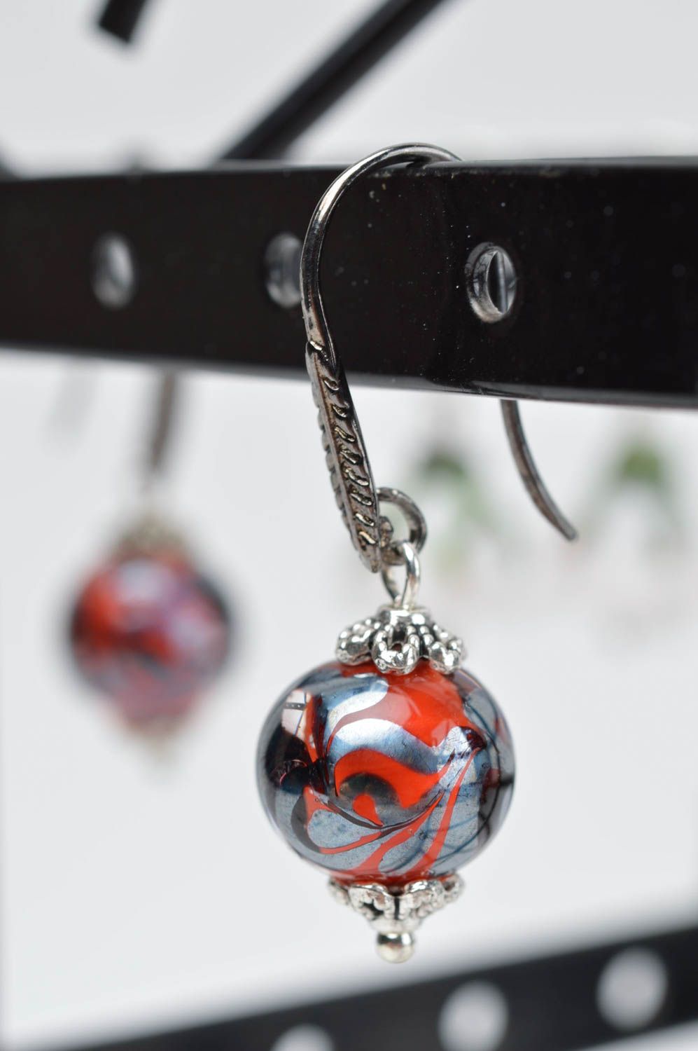 Unusual glass earrings handmade designer jewelry cute earrings present photo 1