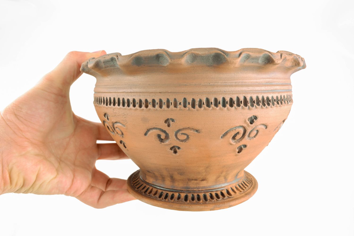 Ceramic bowl kilned with milk 3 liters photo 2