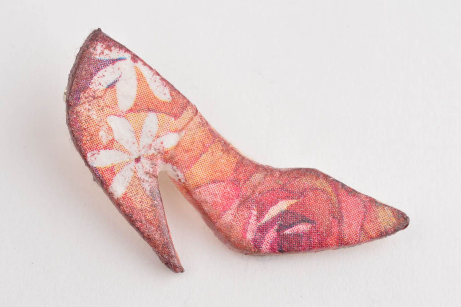 Broche chaussure rose à fleurs Bijou fait main original Accessoire femme photo 2