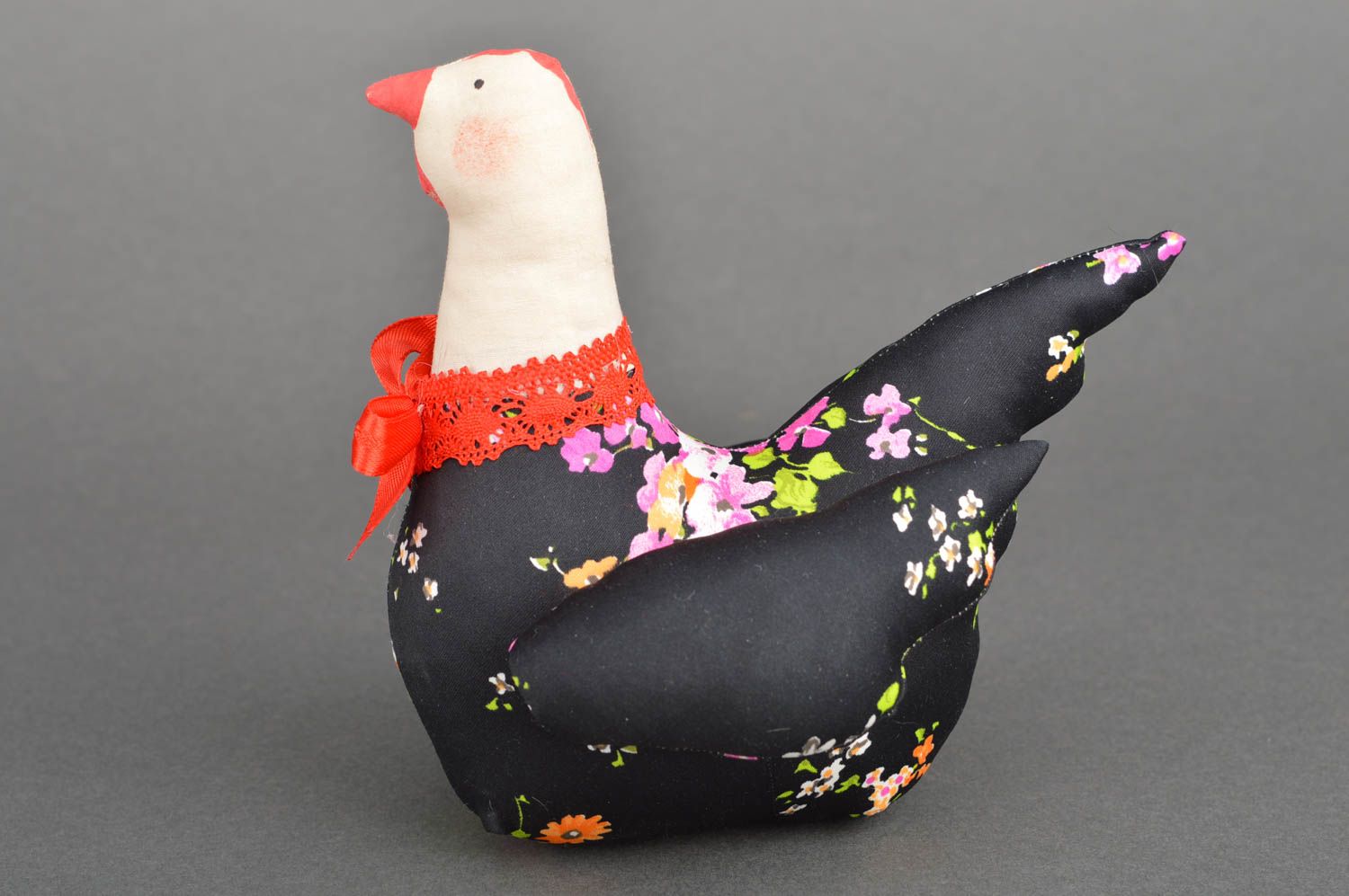 Handgemachtes Stoff Kuscheltier Huhn aus Baumwolle für Haus Deko originell schön foto 5