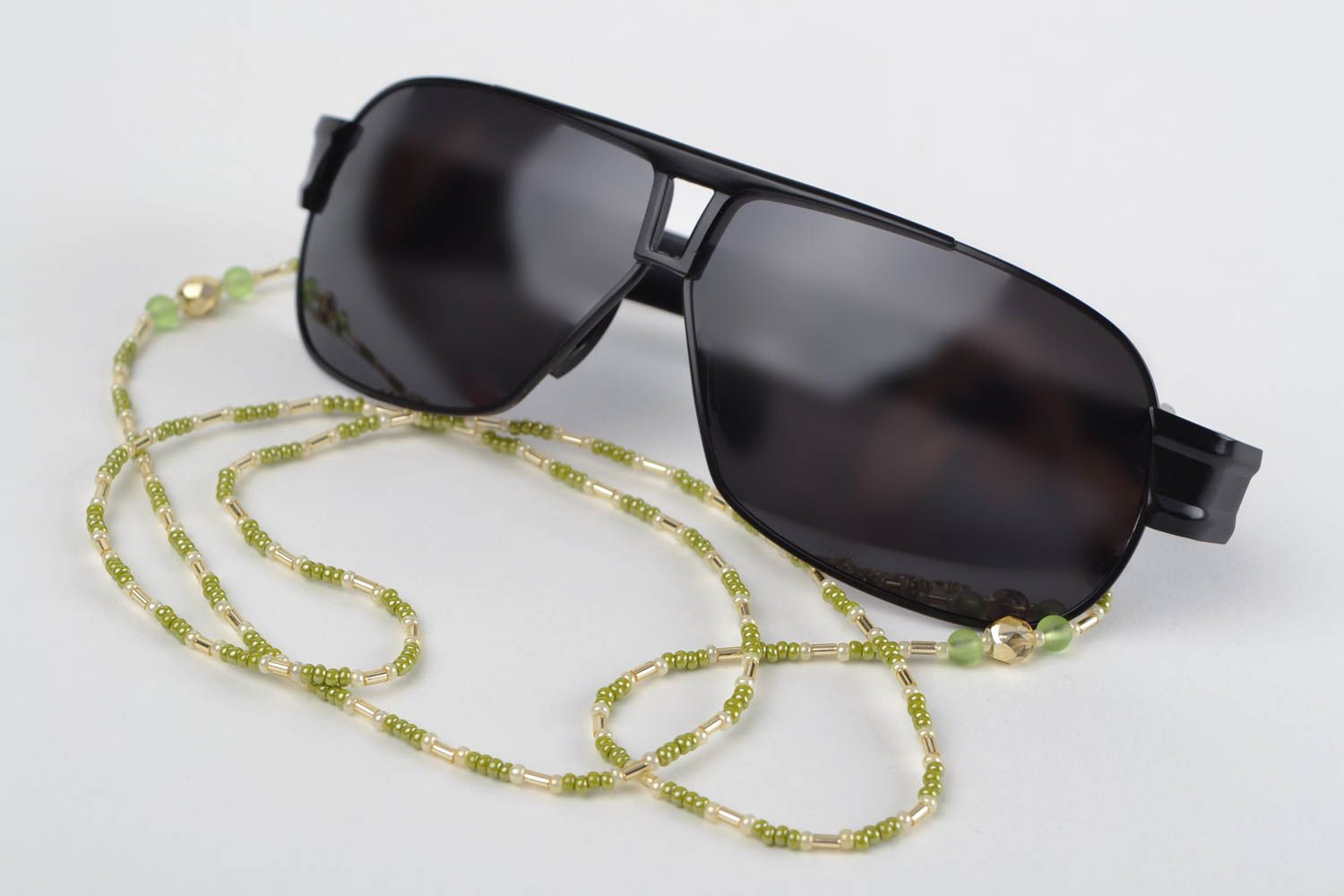 Chaine pour lunettes fait main Cordon lunettes vert design original Cadeau femme photo 1