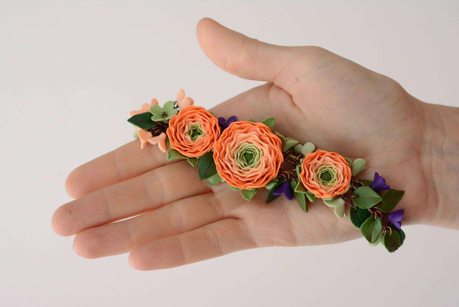 Polymer clay bracelet Flowers photo 4