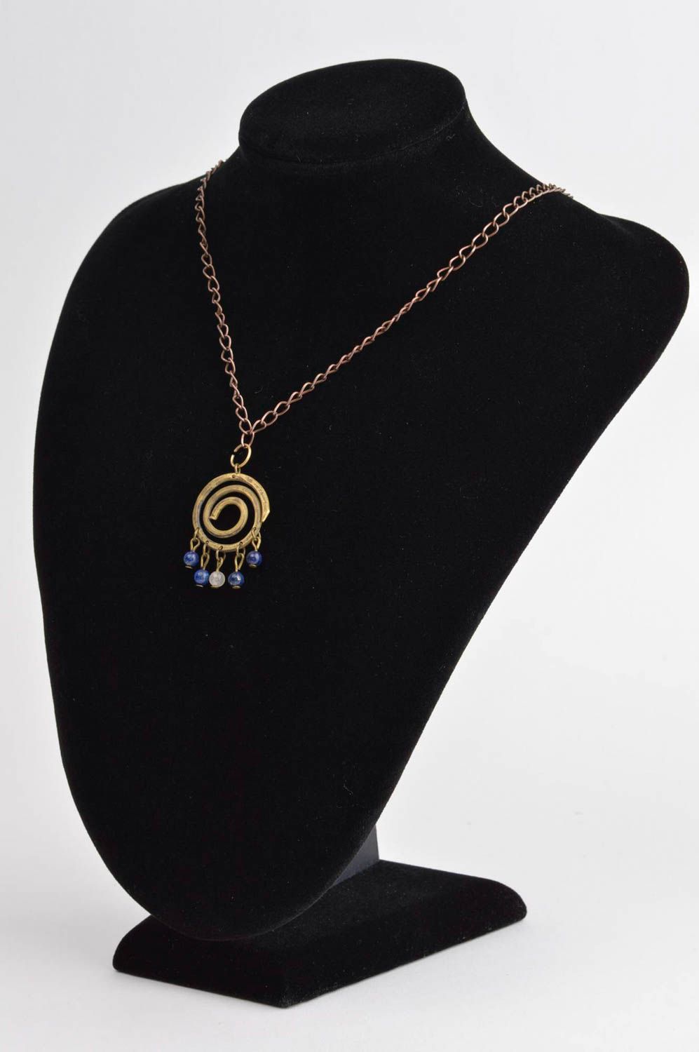 Pendentif cuivre lapis-lazuli Bijou fait main design Accessoire mode femme photo 1