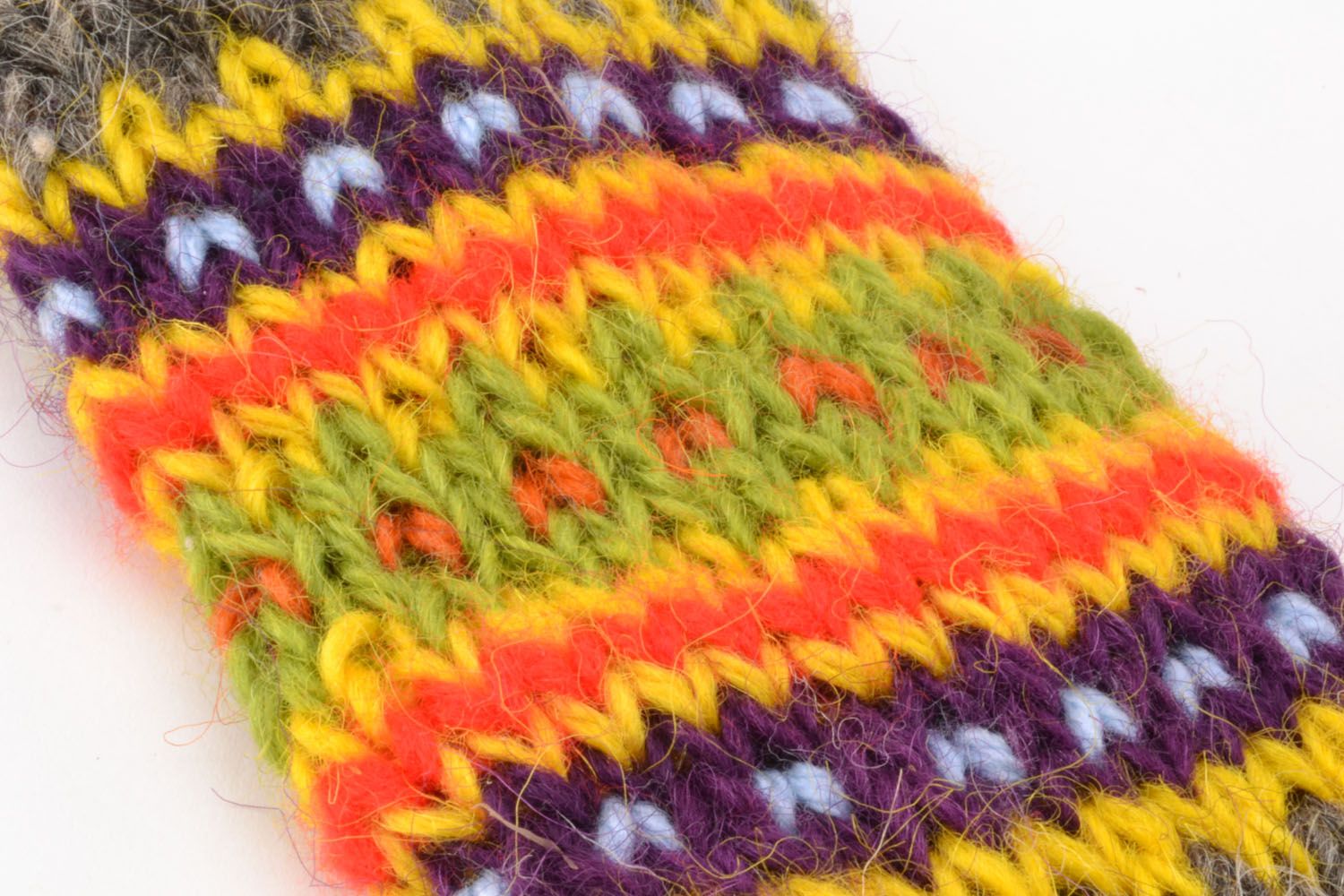 Calcetines de lana tejidos a mano Grises con ornamento	 foto 4